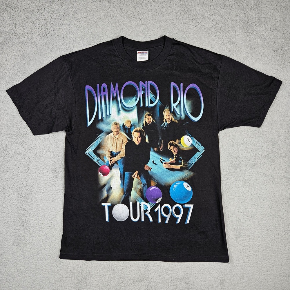 Vintage Diamond Rio (Mens Large) Black‎ Tee Tour 1997 Greatest Hits Band T-Shirt